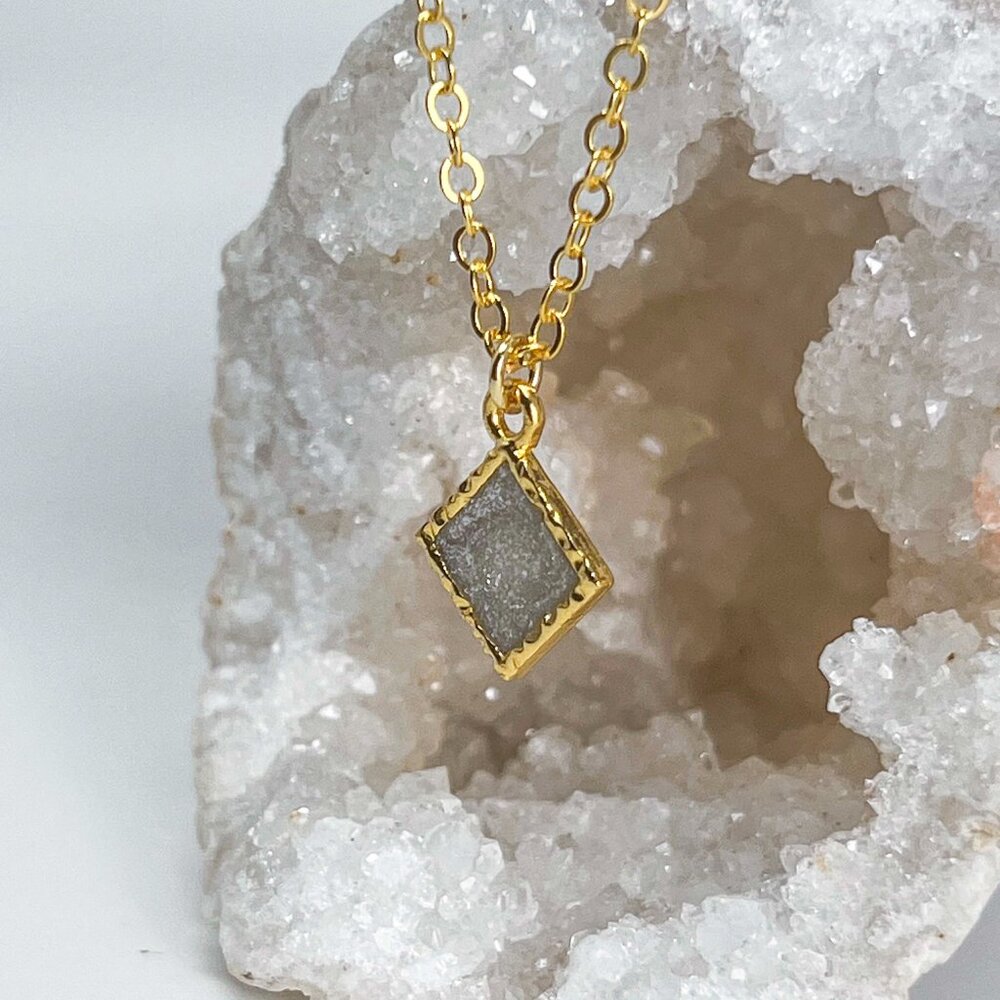3/$20 14k Gold Silver Glitter Resin Diamond Handmade Charm Pendant Necklace - Picture 3 of 7